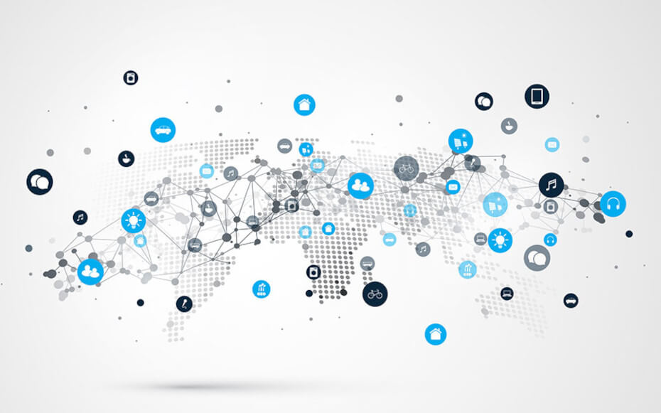 The abstract concept of digital networking.